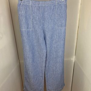 Chico's Linen Railroad Stripe Pants Size 1.5 M/L